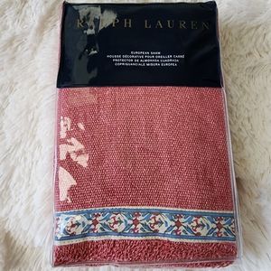 Ralph Lauren Belle Point Ellendale 1 Euro Shams Dusty Red 100% Linen NIP